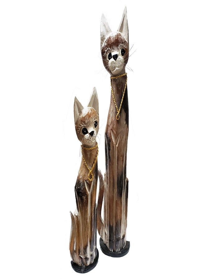 Stoneage Arts Assorted Wooden Cats with Varying Patterns (Necklace, Small & Medium: 24 & 32 inch) - Image 2